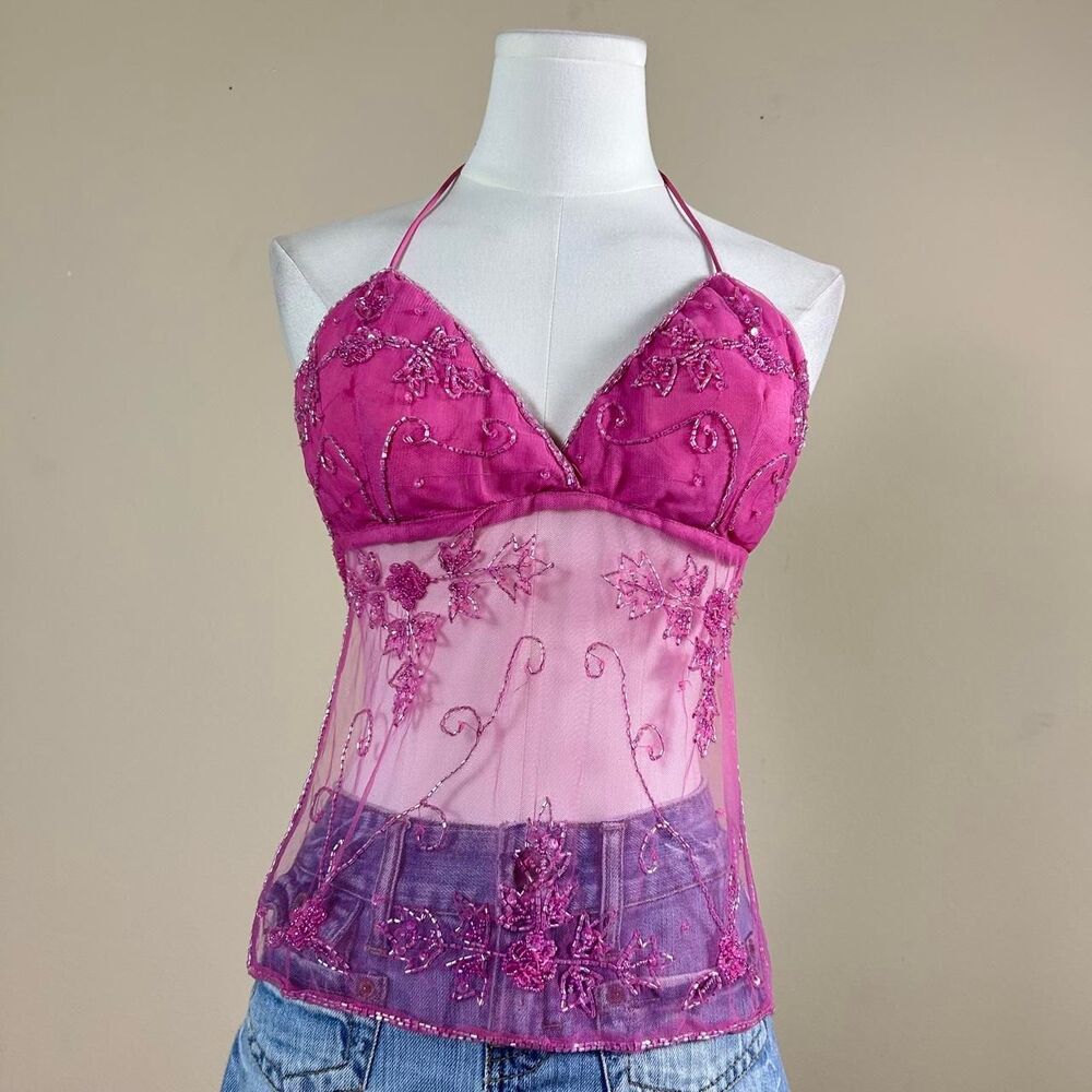 Beautiful Y2K Fairy Ibiza Beaded Whimsy Halter Top